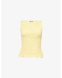 Amy Lynn - Sonya Shirred Cotton-Poplin Top - Lyst