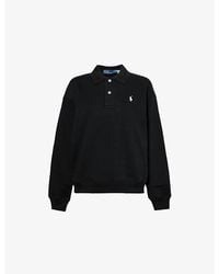 Polo Ralph Lauren - Polo Logo-Embroidery Polo-Collar Cotton-Blend Jersey Sweatshirt - Lyst