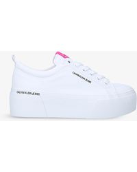 Ck Jeans Logo-print Coated-canvas Platform Trainers - White