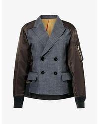 Sacai - Suiting Panelled Wool And Twill Jacket - Lyst