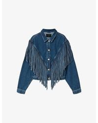 AllSaints - Marlene Fringed Denim Jacket - Lyst