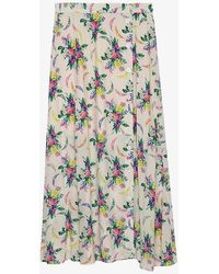 Zadig & Voltaire - June Floral-print Button-down Woven Midi Skirt - Lyst