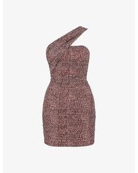 Mistress Rocks - Feline This Graphic-Print One-Shoulder Stretch-Mesh Mini Dress - Lyst