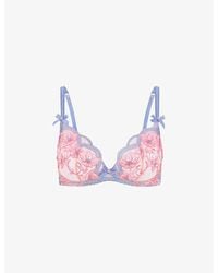 Agent Provocateur - Winnette Floral-lace Underwired Woven Plunge Bra - Lyst