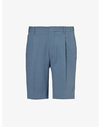 Corneliani - Seersucker Mid-rise Cotton Shorts - Lyst