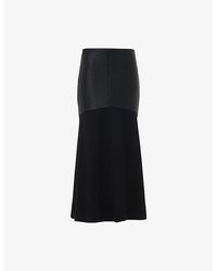eem - Layered Faux-Leather Panel Maxi Skirt - Lyst