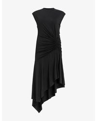 AllSaints - Annalie Asymmetric Stretch-Woven Midi Dress - Lyst