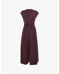 Whistles - Gathered Flared-Skirt Stretch-Woven Midi Dress - Lyst