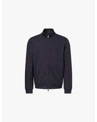 Emporio Armani - Monogram-Pattern High-Neck Cotton-Blend Track Jacket - Lyst