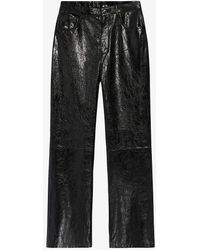 Claudie Pierlot - Straight-leg High-rise Leather Trousers - Lyst