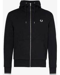 Fred Perry - Logo-embroidered Zip-up Cotton-blend Hoody - Lyst