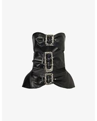 Jean Paul Gaultier - Buckle-embellished Slim-fit Leather Top - Lyst