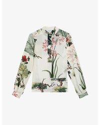 Ted Baker - Jaynia Floral-print Long-sleeve Woven Blouse - Lyst
