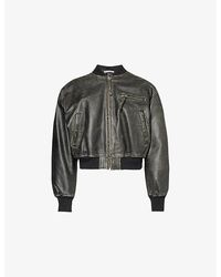Acne Studios - Stand-collar Long-sleeve Leather Jacket - Lyst