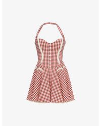 House Of Cb - Heidi Gingham-Print Stretch-Cotton Mini Dress - Lyst
