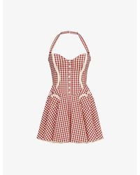 House Of Cb - Heidi Gingham-Print Stretch-Cotton Mini Dress - Lyst
