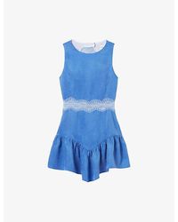 Claudie Pierlot - Sleeveless Lace-Trim Woven Mini Dress - Lyst