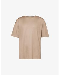Giorgio Armani - Knit-texture Crewneck Silk And Cotton-blend T-shirt - Lyst
