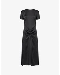Victoria Beckham - Blaire V-Shape Waist Satin Midi Dress - Lyst