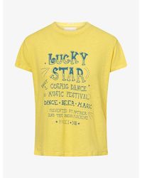 Mother - The Sinful Slogan-Print Cotton And Linen-Blend T-Shirt - Lyst
