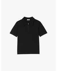 Sandro - Zipped Stretch-Woven Polo Shirt - Lyst
