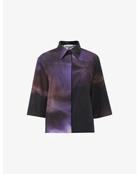 eem - Printed Short-Sleeve Boxy Cotton Shirt - Lyst
