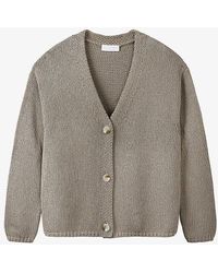 The White Company - Buttoned V-neck Cotton-knit Cardigan - Lyst