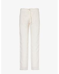120% Lino - Drawstring Tapered-leg Regular-fit Linen Trousers - Lyst