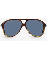 Gucci - gg1286s Aviator-frame Tortoiseshell Acetate Sunglasses - Lyst
