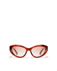 Chanel - Ch5513 Cat-eye Tortoiseshell Acetate Sunglasses - Lyst