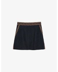 Reiss - Mila Wave-Trim Linen Mini Skirt - Lyst