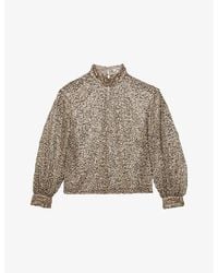Reiss - Sienna High-Neck Sequin-Embellished Woven Top - Lyst