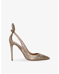 Aquazzura - Bow Tie 105 Heeled Woven Pumps - Lyst