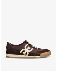 Sam Edelman - Ivey Branded Leather And Suede Low-Top Trainers - Lyst