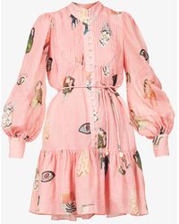 ALÉMAIS Cleo Smock Mini Dress in Pink | Lyst Canada