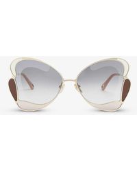 Chloé - Ch0048s Gemma Metal And Acetate Butterfly-frame Sunglasses - Lyst