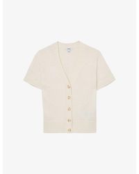 Reiss - V-Neck Short-Sleeve Cotton And Wool-Blend Cardigan - Lyst