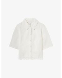 Claudie Pierlot - Short-Sleeved Lace-Trim Woven Shirt - Lyst