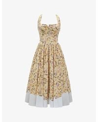 House Of Cb - Alba Floral-Print Stretch-Cotton Midi Dress - Lyst