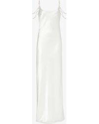 Galvan London - Pearl-embellished Open-back Satin Maxi Dress - Lyst