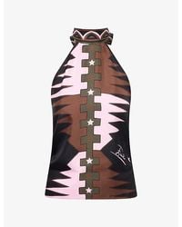 PUCCI - Halter-Neck Printed Silk Twill Top - Lyst