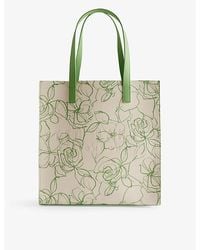 Ted Baker - Linicon Floral-print Logo-debossed Faux-leather Tote - Lyst