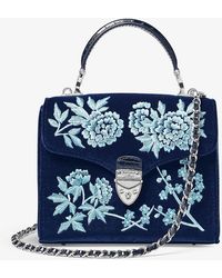 Aspinal of London - Vy Mayfair Midi Flower-embroidered Velvet Top-handle Bag - Lyst