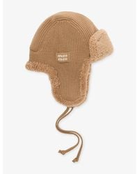 Miu Miu - Brand-Logo Wool And Cashmere Trap Hat - Lyst