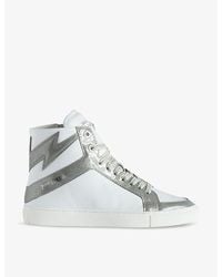 Zadig & Voltaire - La Flash Bolt-panel High-top Leather Trainers - Lyst