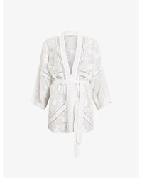 AllSaints - Carina Relaxed-fit Embroidered Cotton Kimono - Lyst