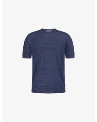 Corneliani - Short-Sleeve Crewneck Linen And Silk-Blend T-Shirt - Lyst
