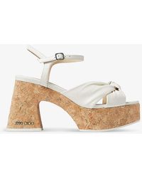 Jimmy Choo - Heloise 95 Leather Platform Sandals - Lyst