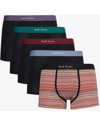 Paul Smith - Branded-waistband Pack Of Five Stretch Organic-cotton Trunks - Lyst