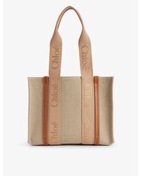 Chloé - Woody Medium Logo-jacquard Canvas Tote Bag - Lyst
